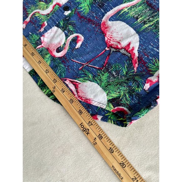 Carbon Flamingo Tropical Graphic Button-Up Shirt Large Short Sleeves Cotton - Picture 5 of 8